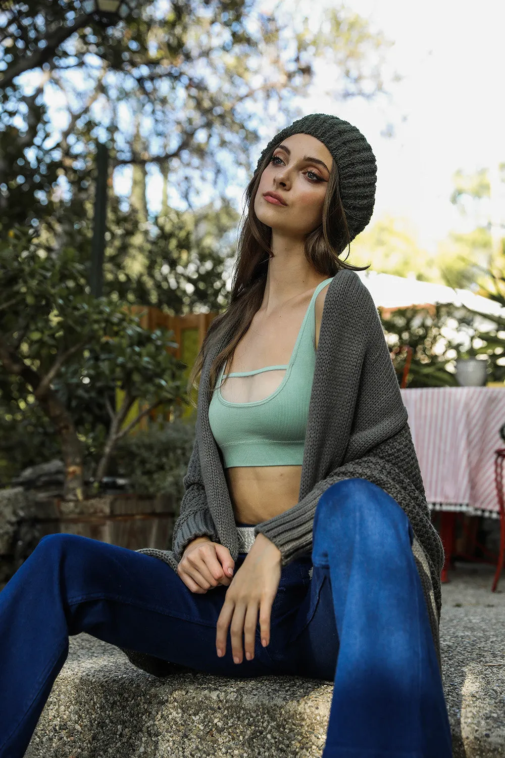 Cuddly Bat Sleeve Knit Cardigan