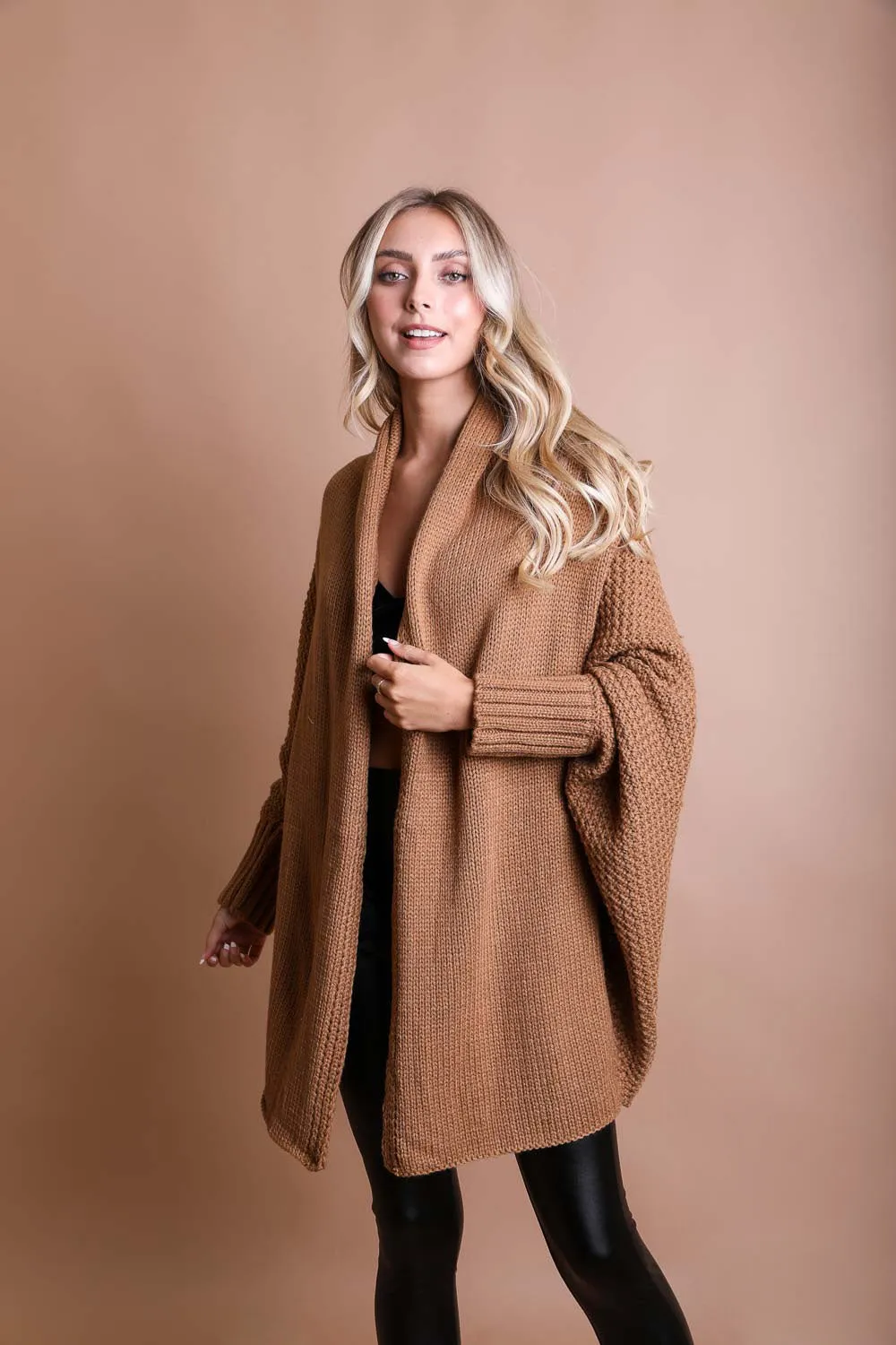 Cuddly Bat Sleeve Knit Cardigan