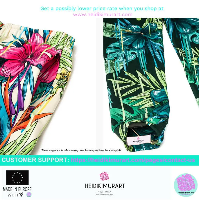 Dark Blue Floral Men's Joggers, Abstract Designer Comfortable Pants For Men-Made in USA/EU/MX