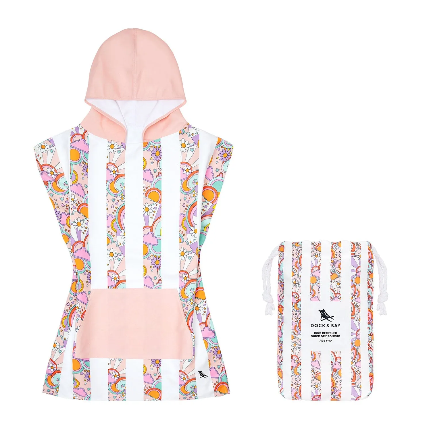 Dock & Bay Poncho Kids - Pink Power - Customised Embroidery Personalised for You - Outlet