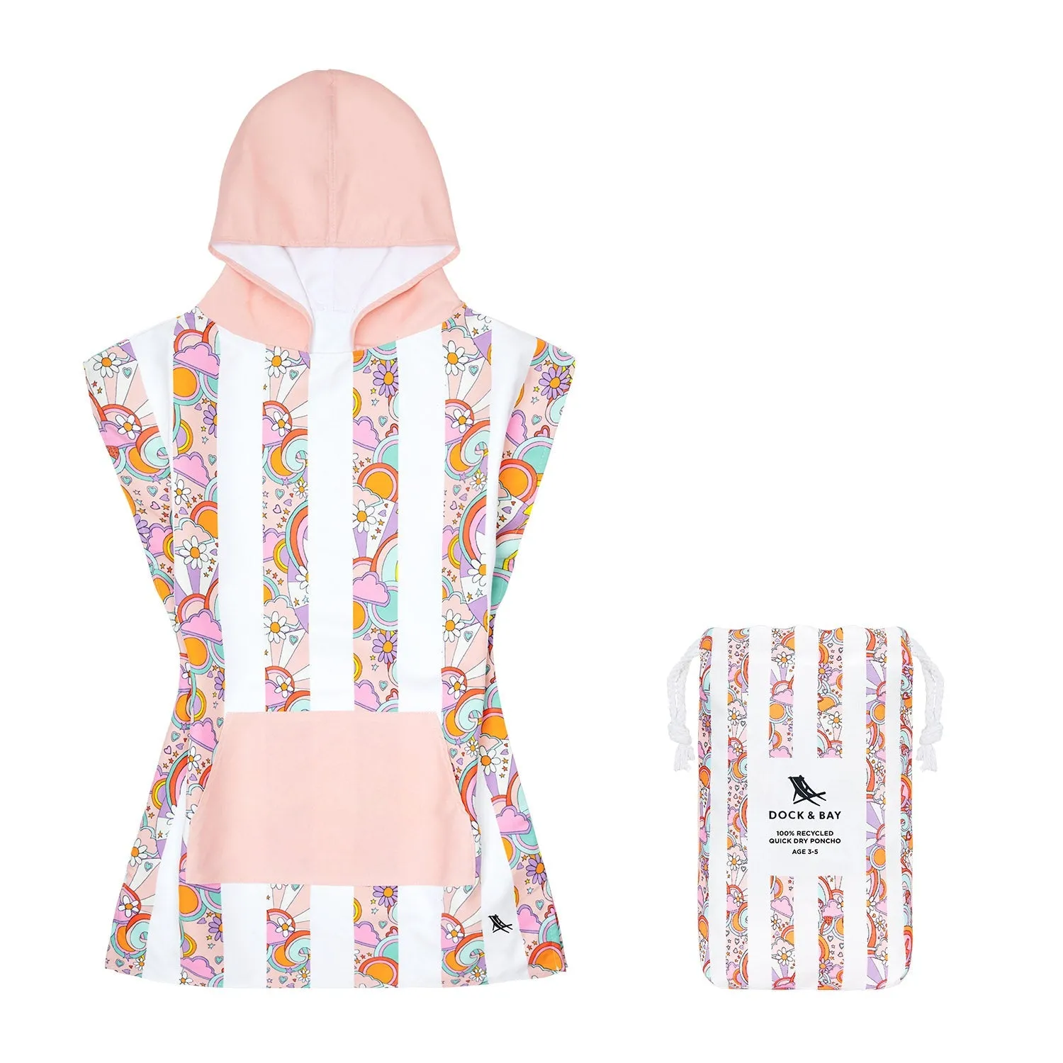 Dock & Bay Poncho Kids - Pink Power - Customised Embroidery Personalised for You - Outlet