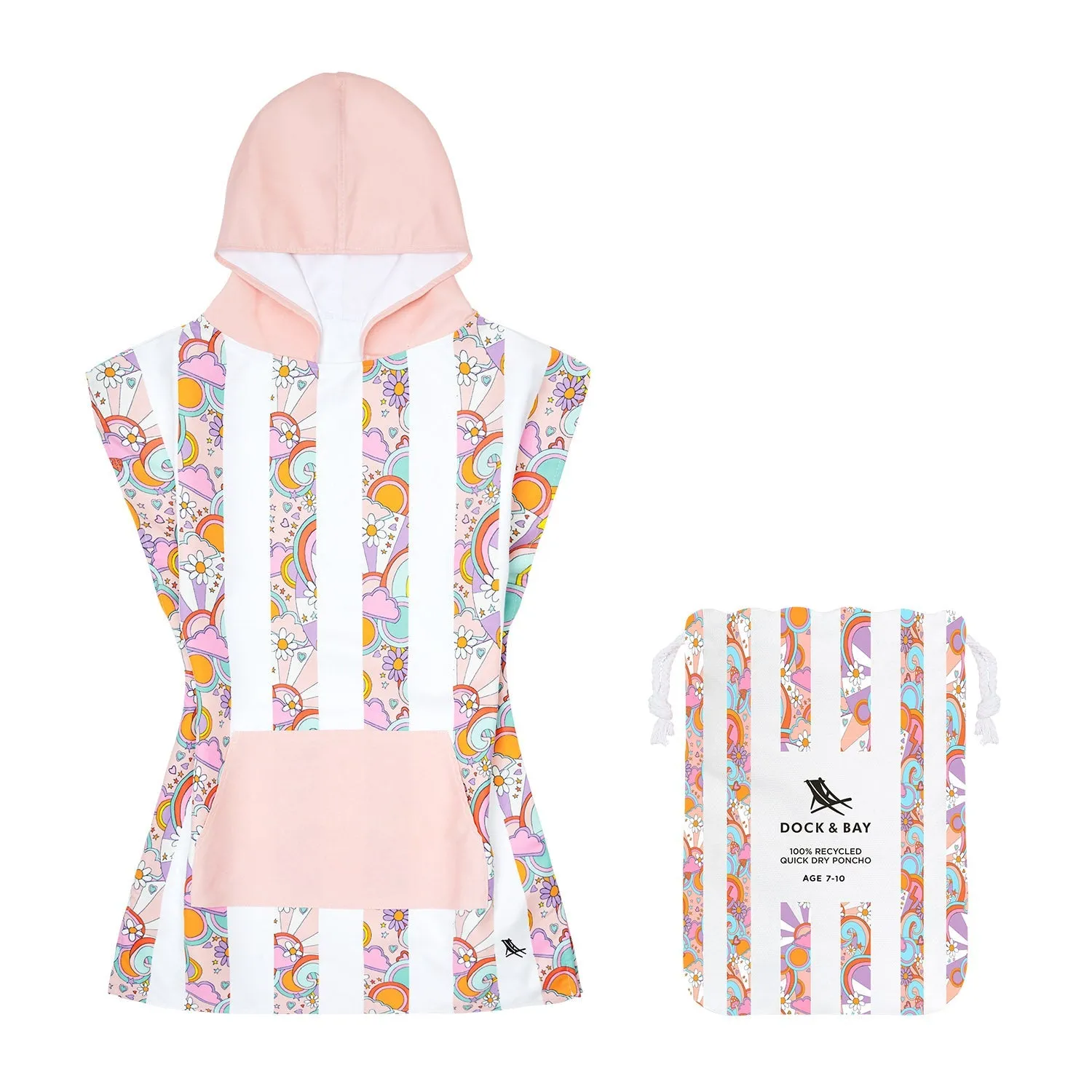 Dock & Bay Poncho Kids - Pink Power - Customised Embroidery Personalised for You - Outlet