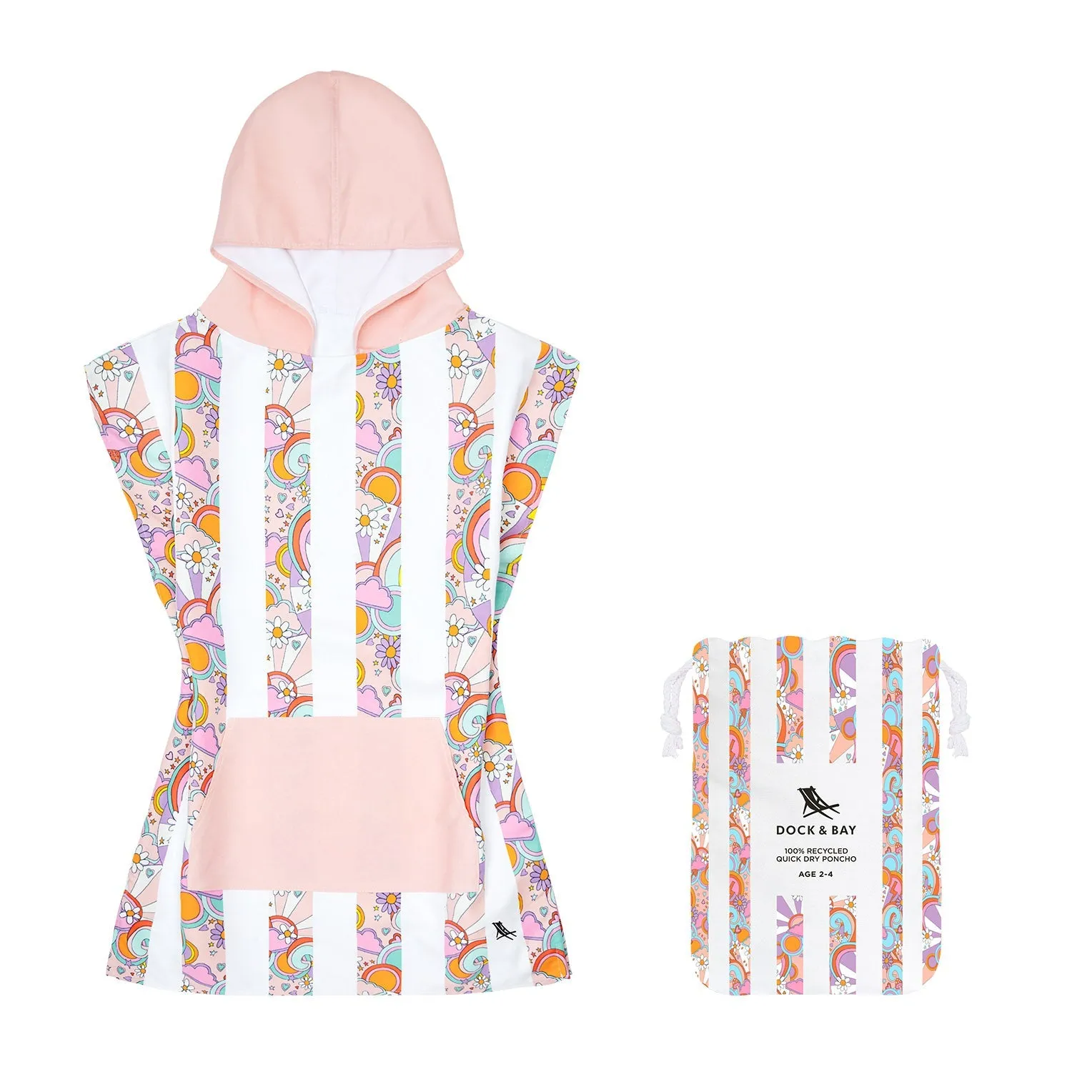 Dock & Bay Poncho Kids - Pink Power - Customised Embroidery Personalised for You - Outlet