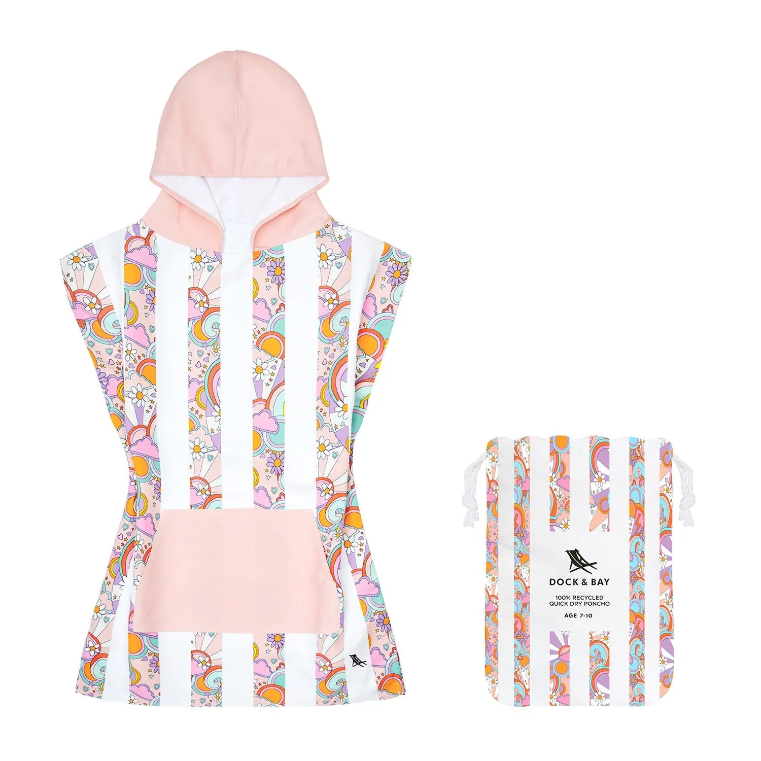 Dock & Bay Poncho Kids - Pink Power - Customised Embroidery Personalised for You - Outlet