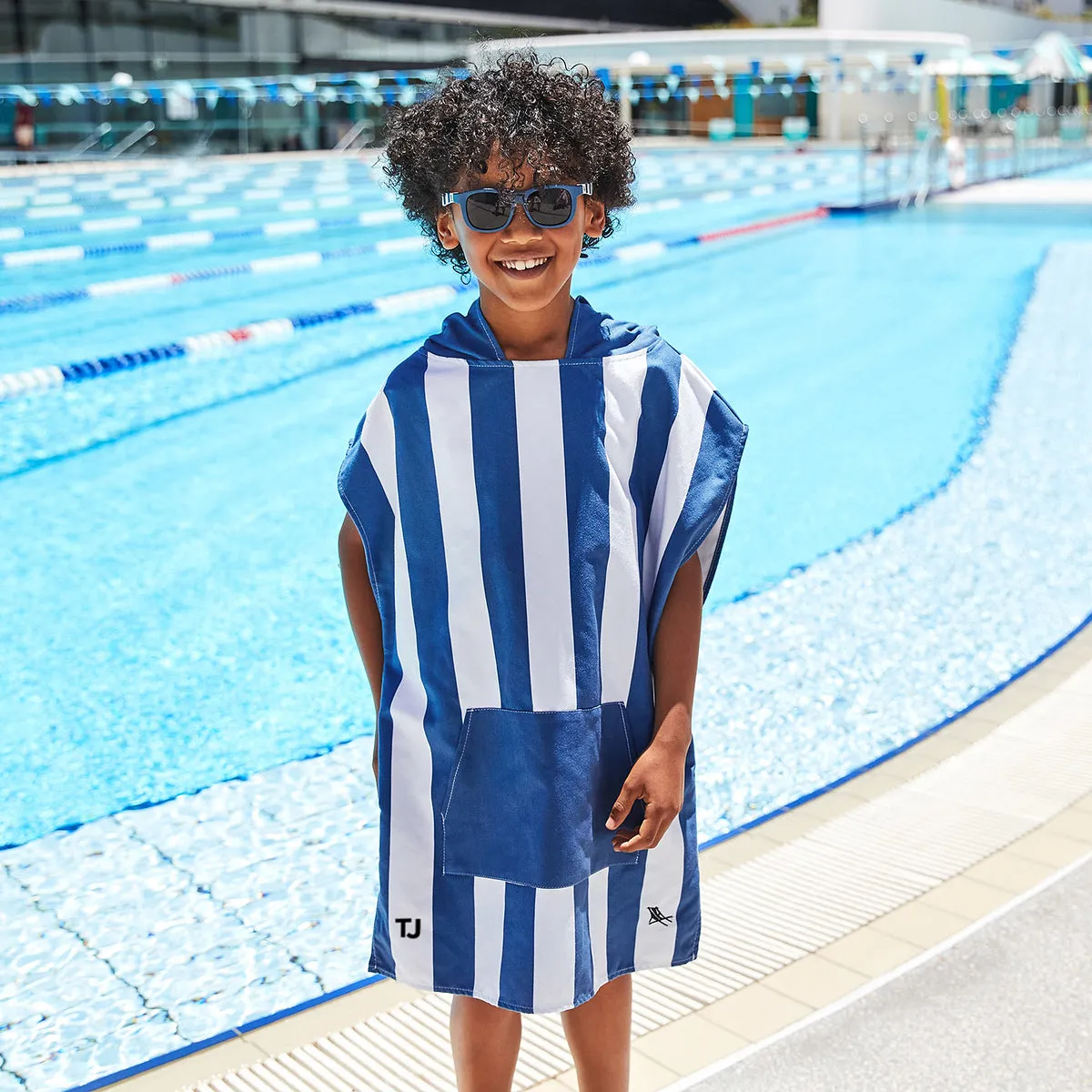 Dock & Bay Poncho Kids - Whitsunday Blue - Customised Embroidery Personalised for You