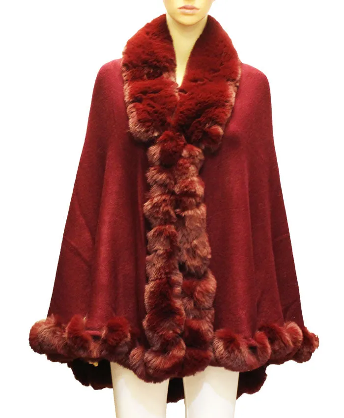 Elegant Faux Fur Trim Cape-SHW2106