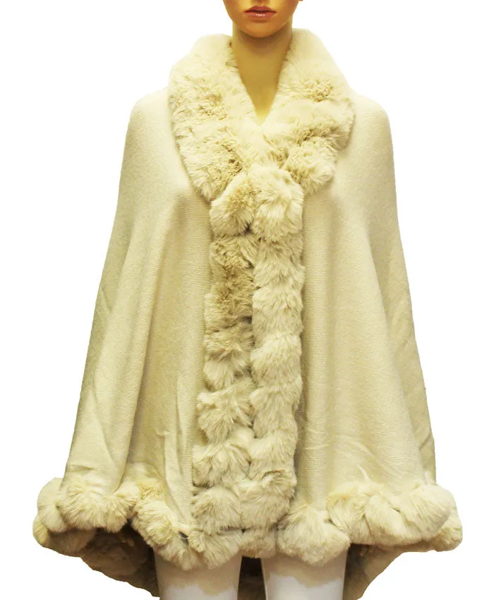 Elegant Faux Fur Trim Cape-SHW2106