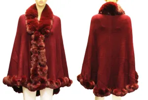 Elegant Faux Fur Trim Cape-SHW2106