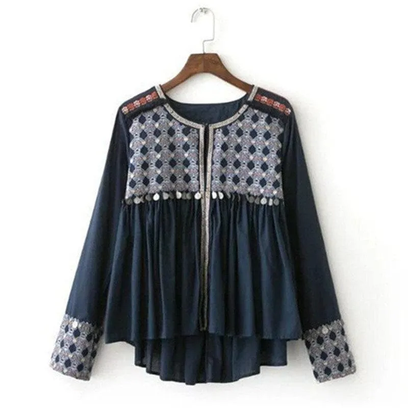 Ethnic Plus Size Fringed Cardigan