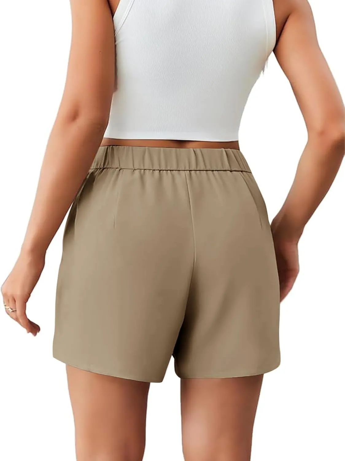 Febriajuce Women High Waisted Dressy Shorts Wide Leg Summer Casual Flare Short Pants with Pockets