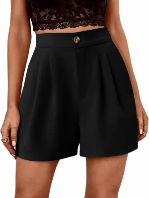 Febriajuce Women High Waisted Dressy Shorts Wide Leg Summer Casual Flare Short Pants with Pockets