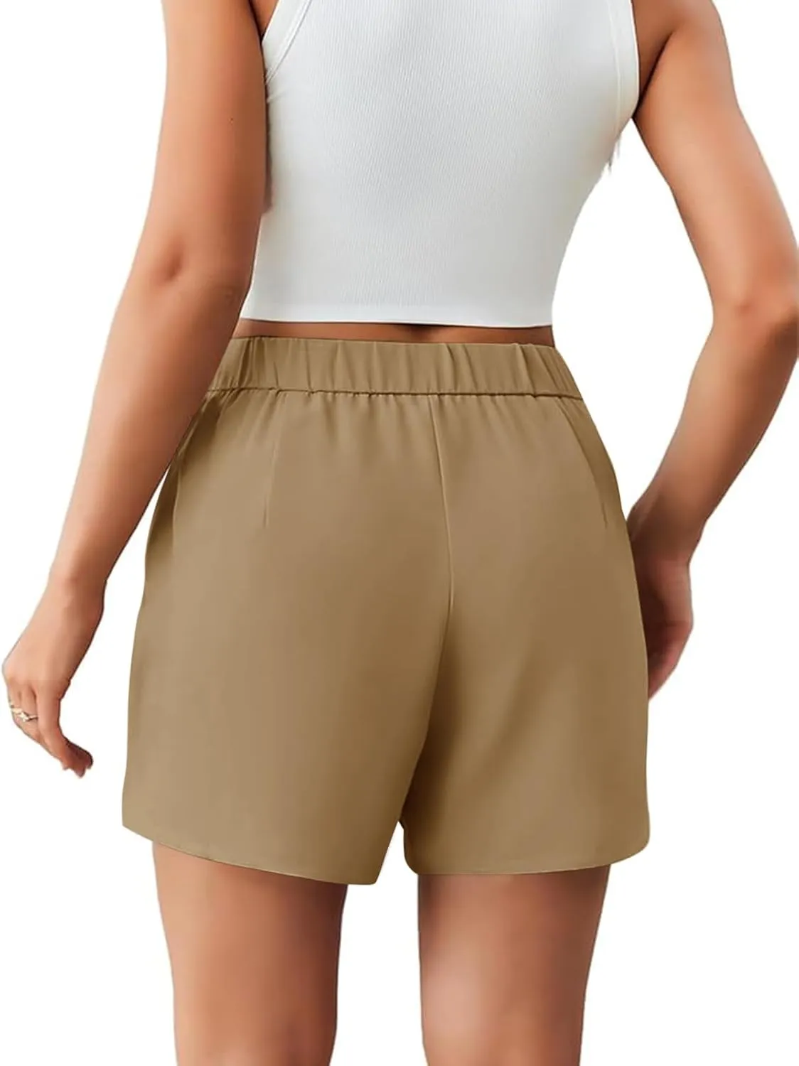 Febriajuce Women High Waisted Dressy Shorts Wide Leg Summer Casual Flare Short Pants with Pockets