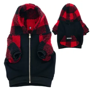 Frenchie Dog Hoodie - Red and Black Plaid