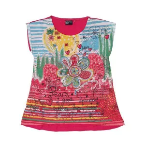 FUCHSIA PRINT TOP FOR GIRLS