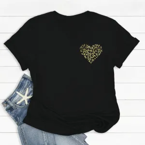 Gold Leopard Heart Ladies T Shirt