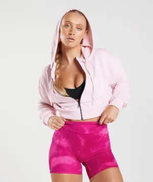 Gs Power Cropped Zip Hoodie - Sweet Pink