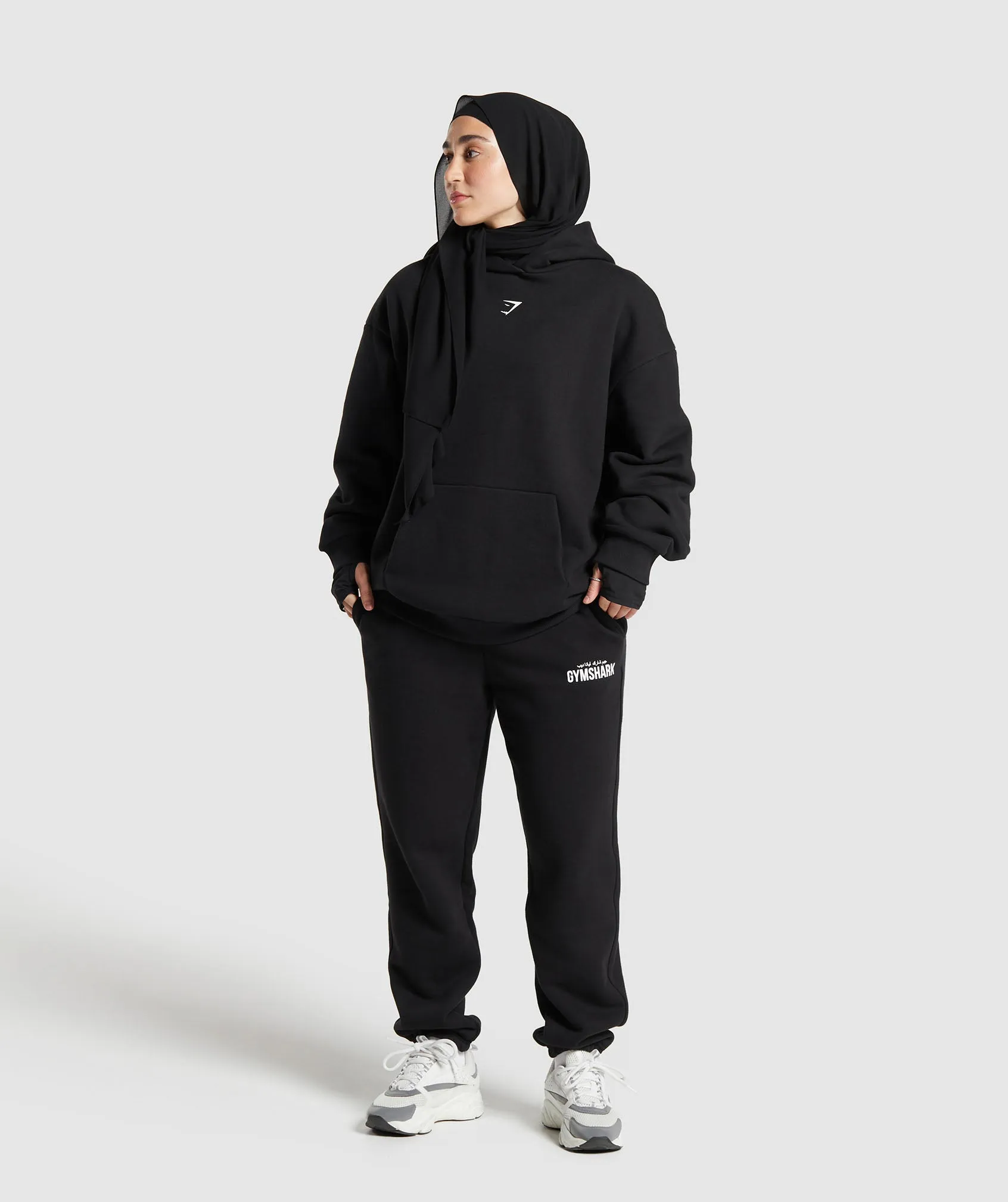 GS X Leana Deeb Oversized Graphic Hoodie - Black