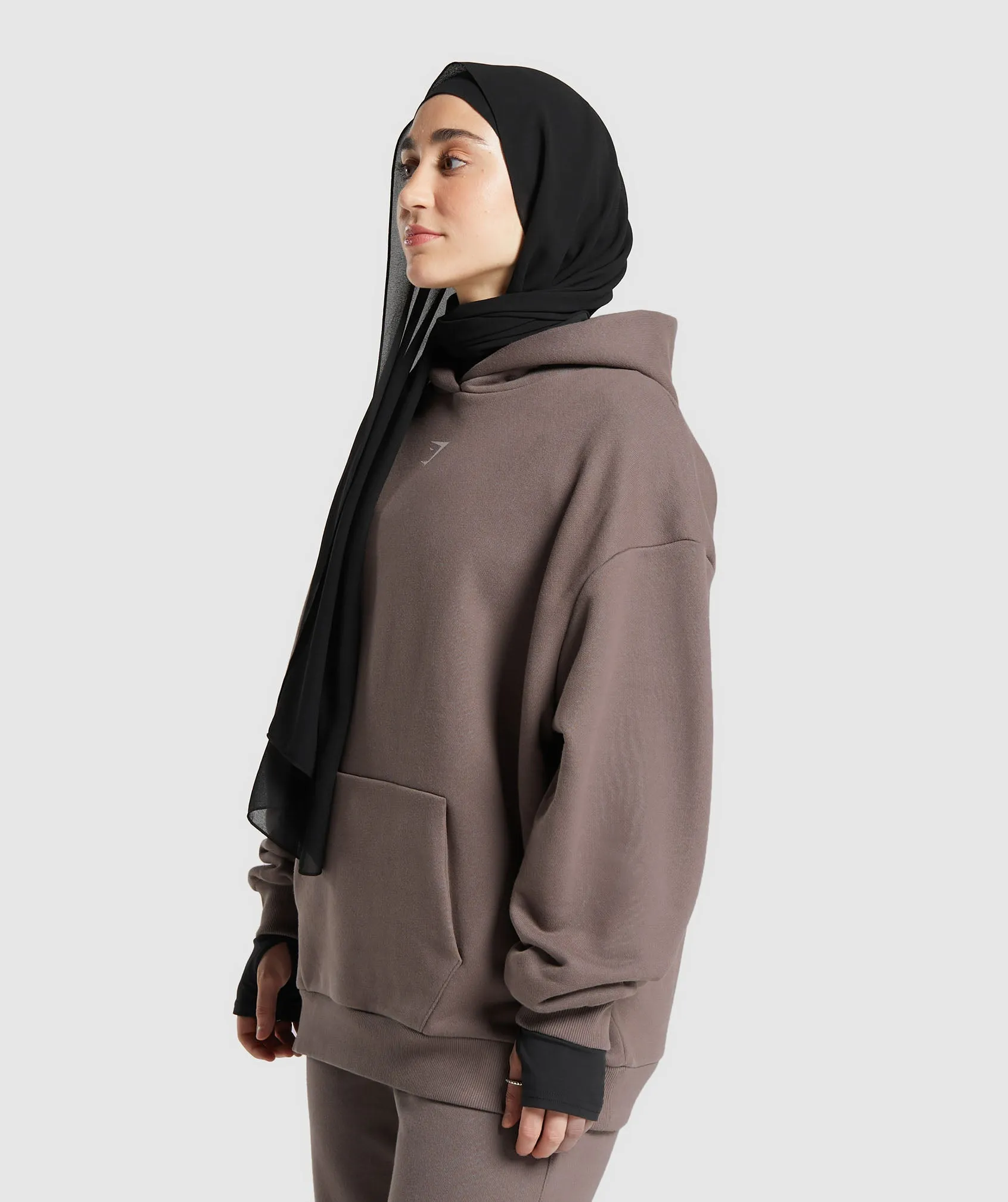 GS X Leana Deeb Oversized Graphic Hoodie - Dusty Brown