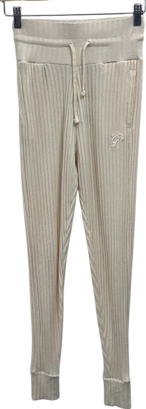 Gym King Cream Ribbed Joggers UK 6