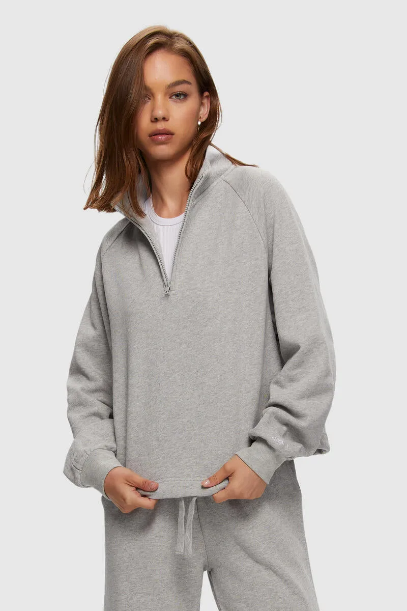 Half Zip Drawcord | Heather Grey