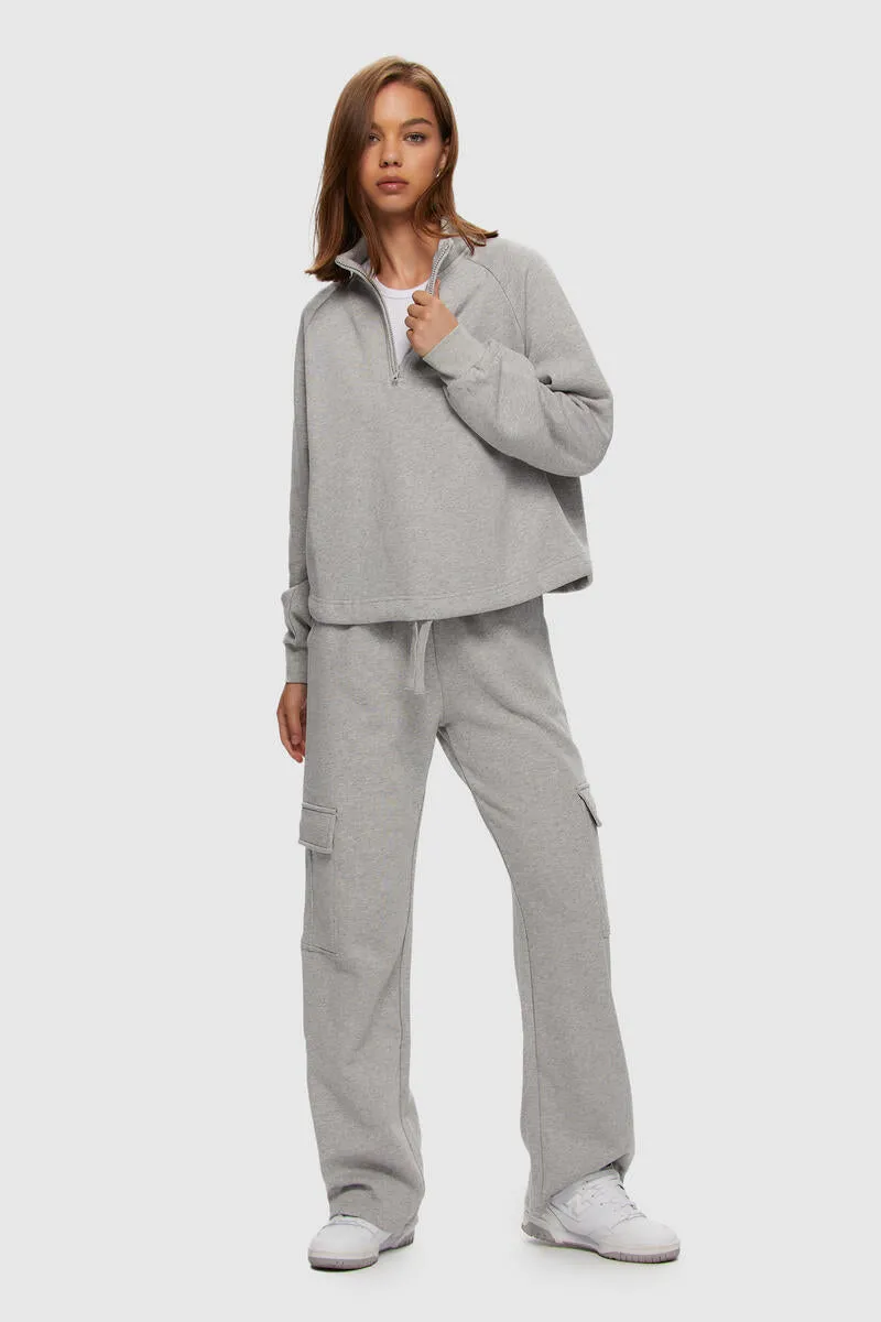 Half Zip Drawcord | Heather Grey