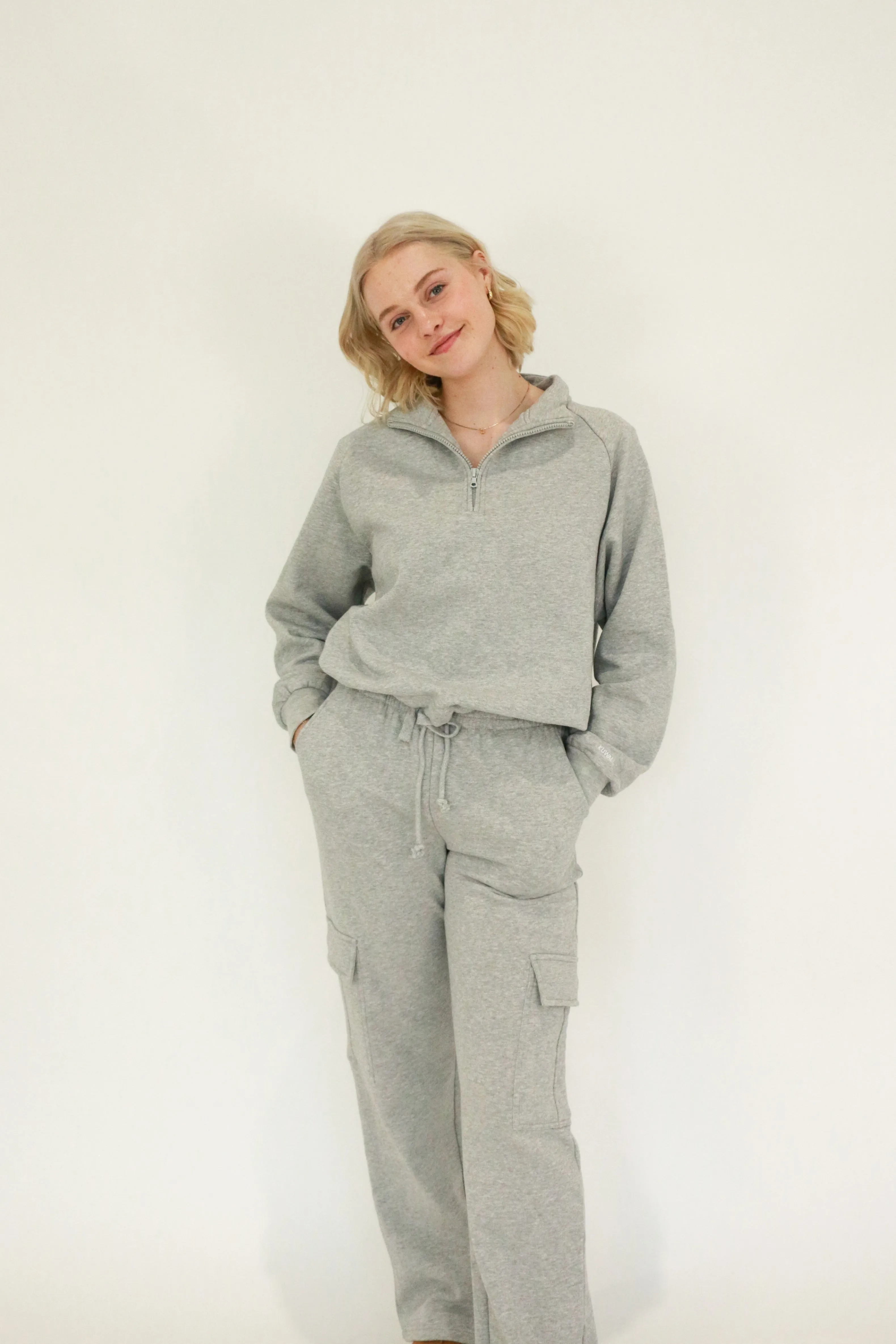 Half Zip Drawcord | Heather Grey