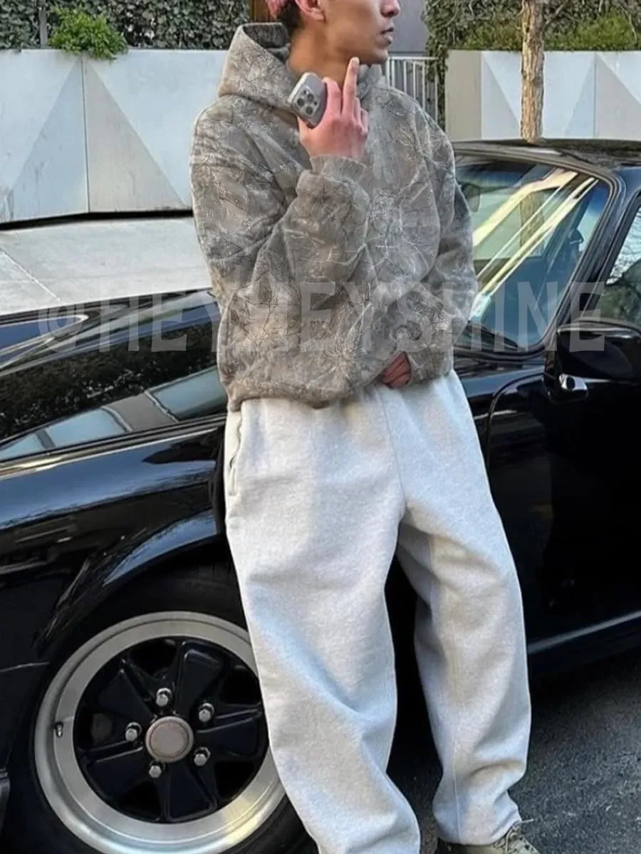 heyheyshine Oversized Leopard Print Hoodie Y2K Camo Zipper Cardigan
