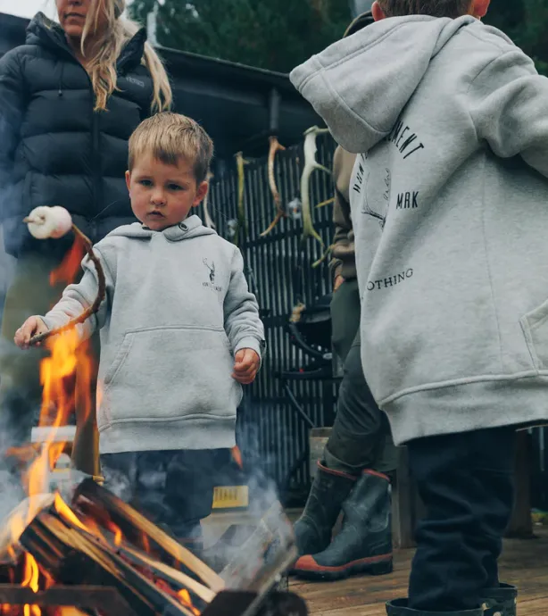 Hunters Element Kids Alpha Stag Hoodie - Grey Marle