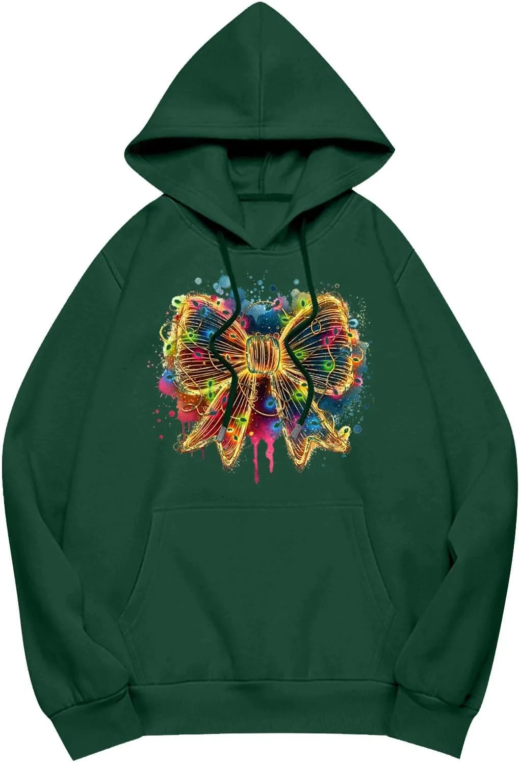 HXHYQKP Womens Oversized Sweatshirt Christmas Plus Size Hoodie Long Sleeve Drop Shoulder Pullover Trendy Y2K Hoodie