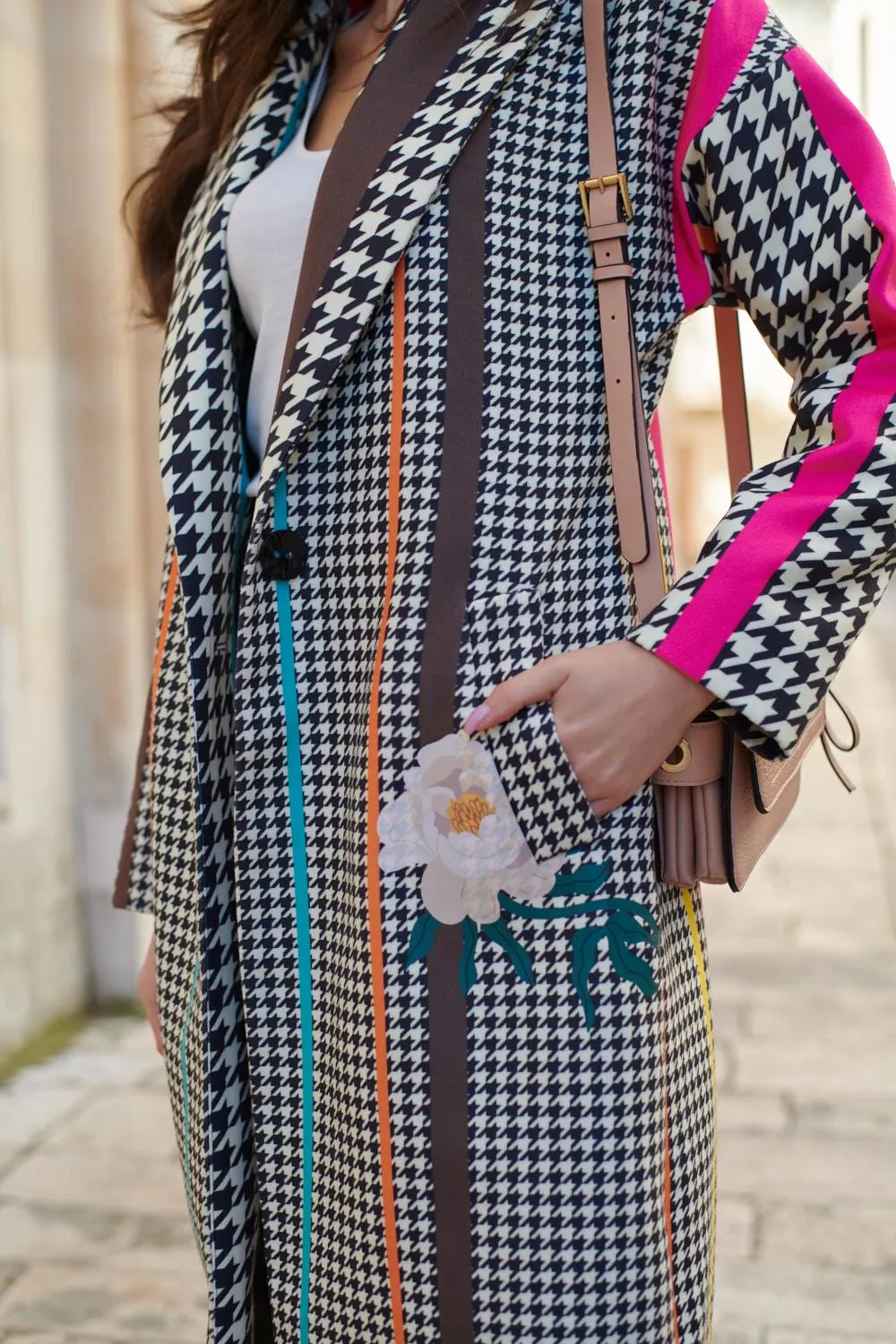 Hypnotic Soul Patchwork coat with a classic cut