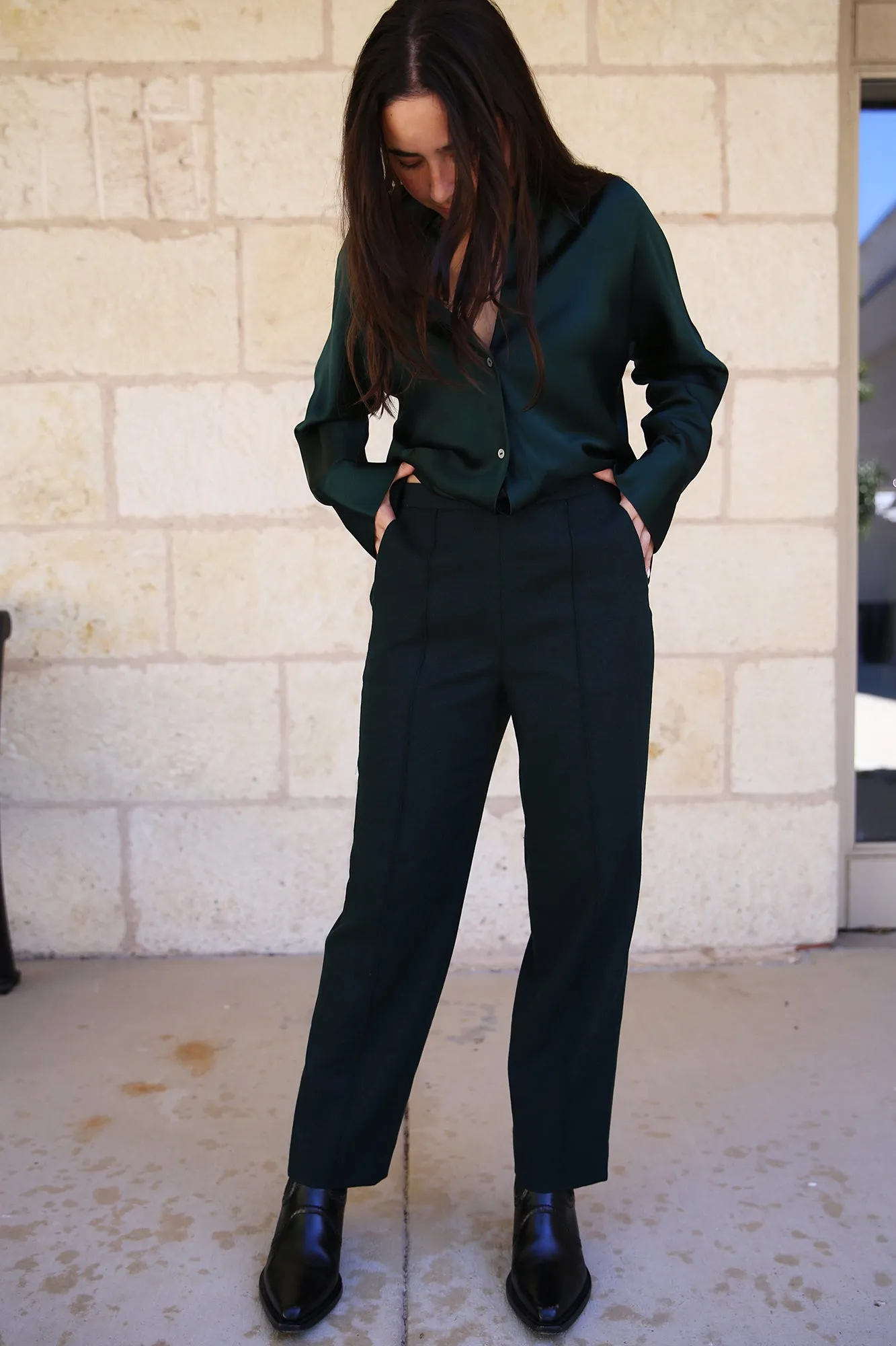 Italian Flannel Mid-Rise Easy Pull-On Pant Sea Onyx