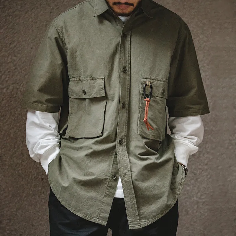JAPANESE OUTDOOR FUNCTIONAL TOPS MILITARY GREEN SHIRT