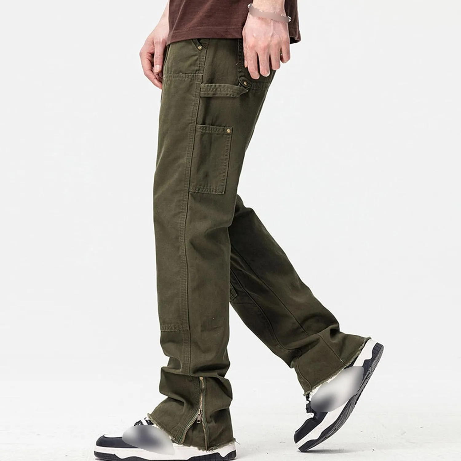 JEShifangjiusu Mens Pants Cargo Joggers Sweatpants Cotton Elastic Waist Trousers Casual Slim Fit Chino Trousers With Pockets