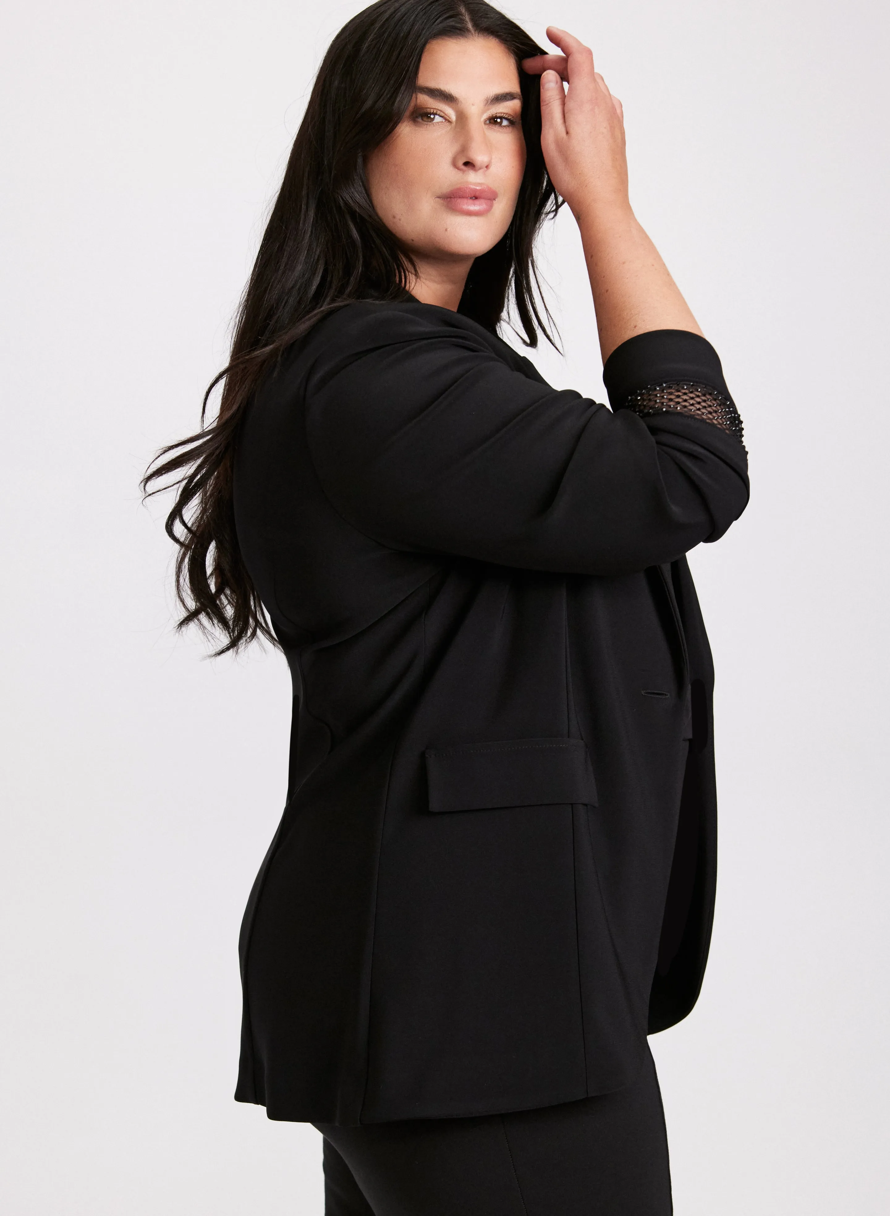 Joseph Ribkoff - Beaded Mesh Insert Jacket