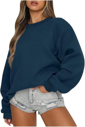 jovati Oversized Sweatshirt For Women Black Crew Neck Pullover Loose Casual Hoodies 2024 Fall Fashion Outfits clothes clean girl aesthetic clothes over sized sweatshirt for women