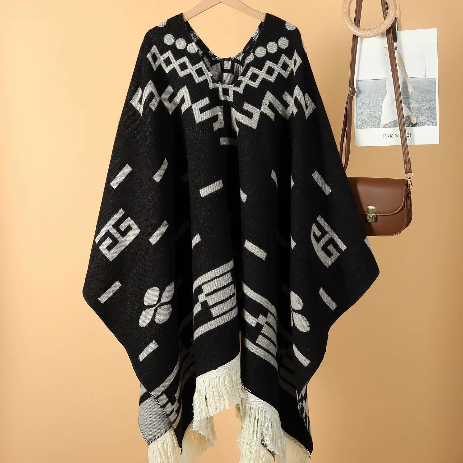 JXVX Alpaca Wool Poncho mexican ponchos for men Spaghetti Western Hippie Poncho Cowboy Pancho Costume Sweater Cloak