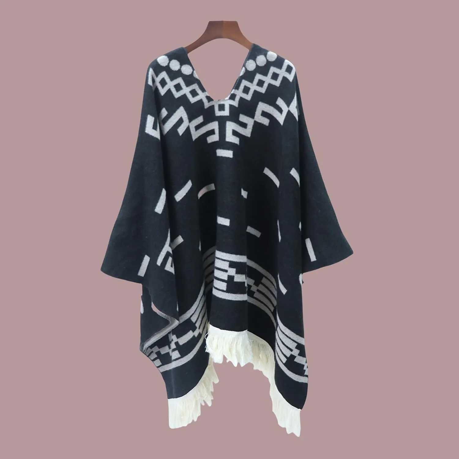 JXVX Alpaca Wool Poncho mexican ponchos for men Spaghetti Western Hippie Poncho Cowboy Pancho Costume Sweater Cloak