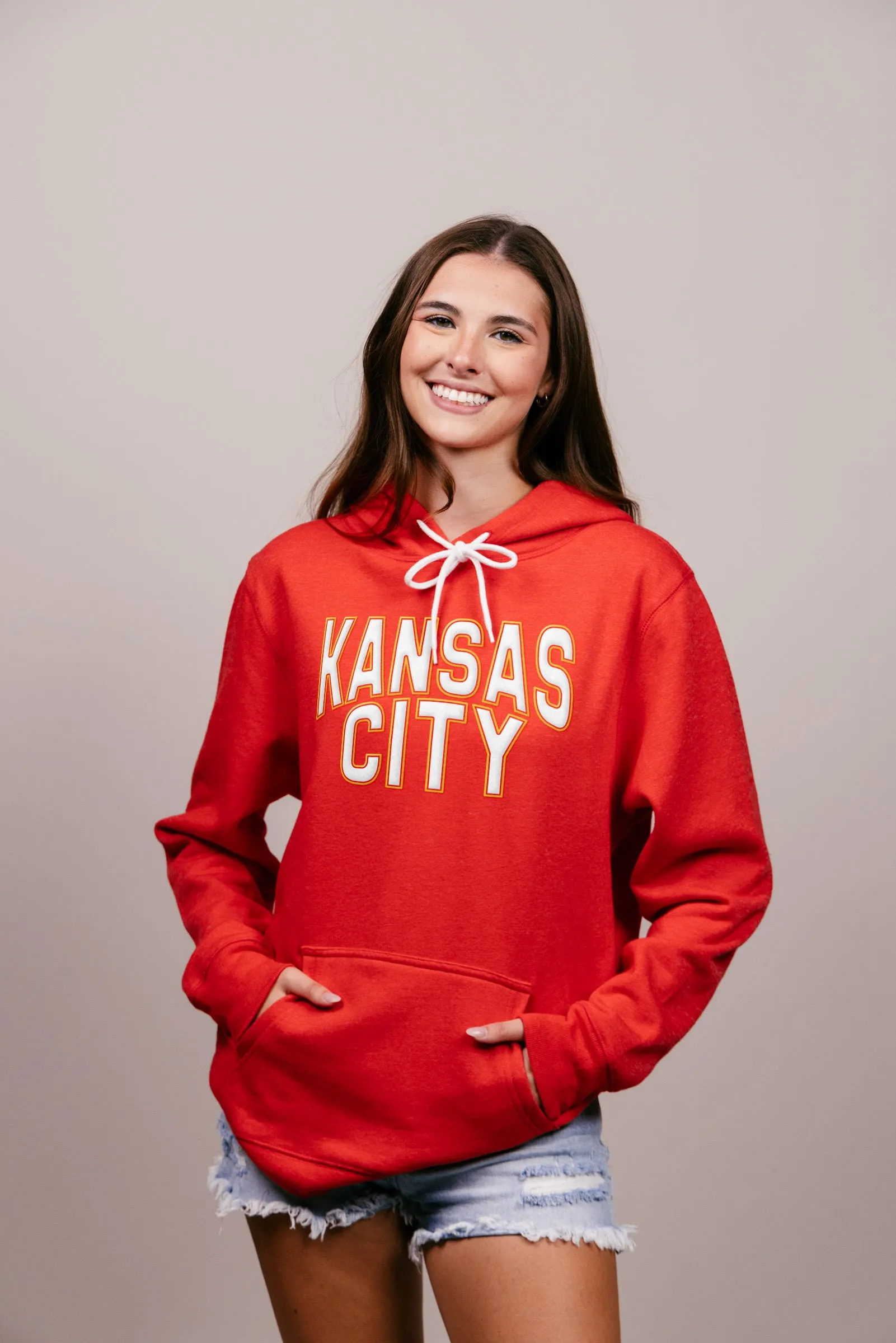 Kansas City Tonal Puff Ink Red Hoodie