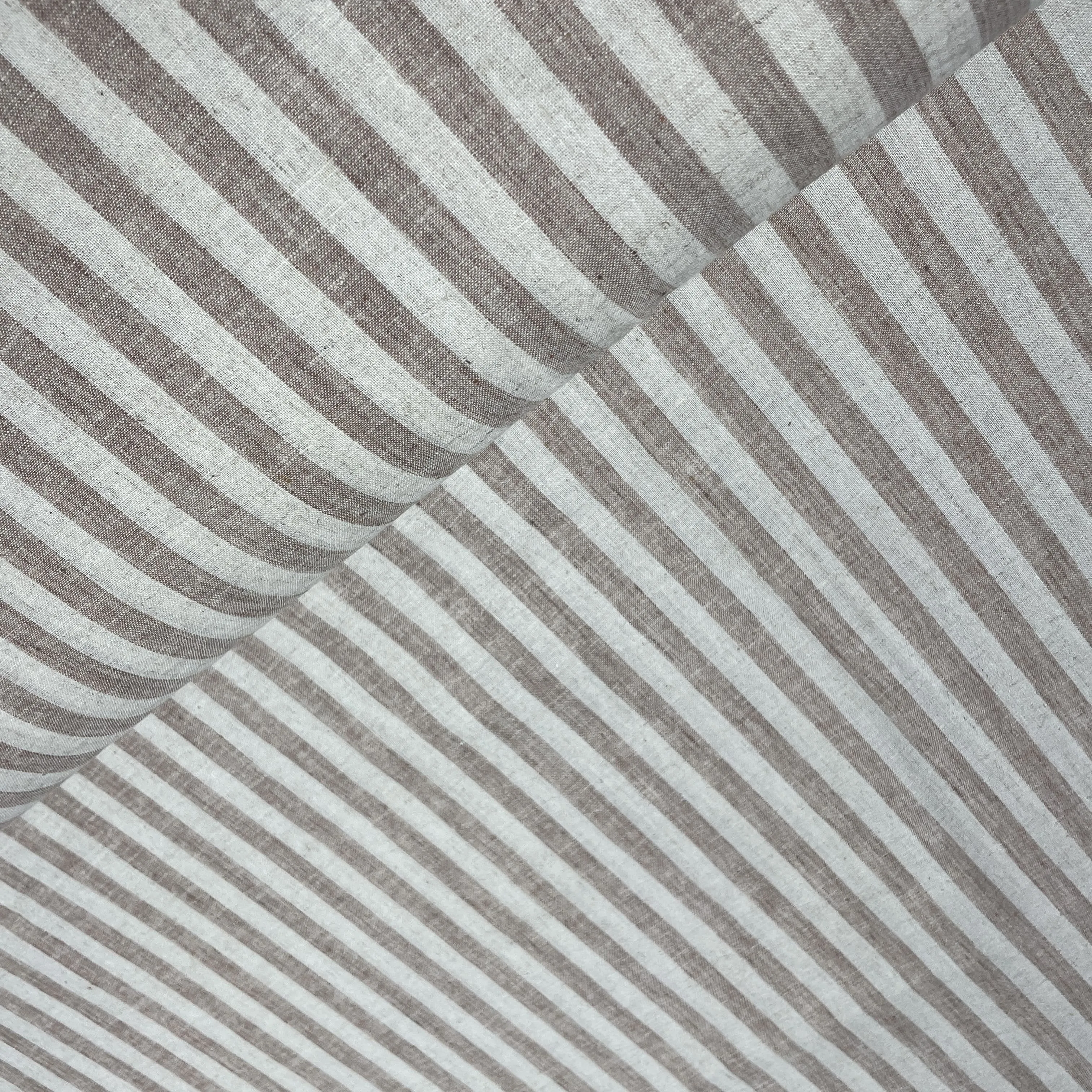 Khaki Stripes Print Cotton Linen Fabric 18440