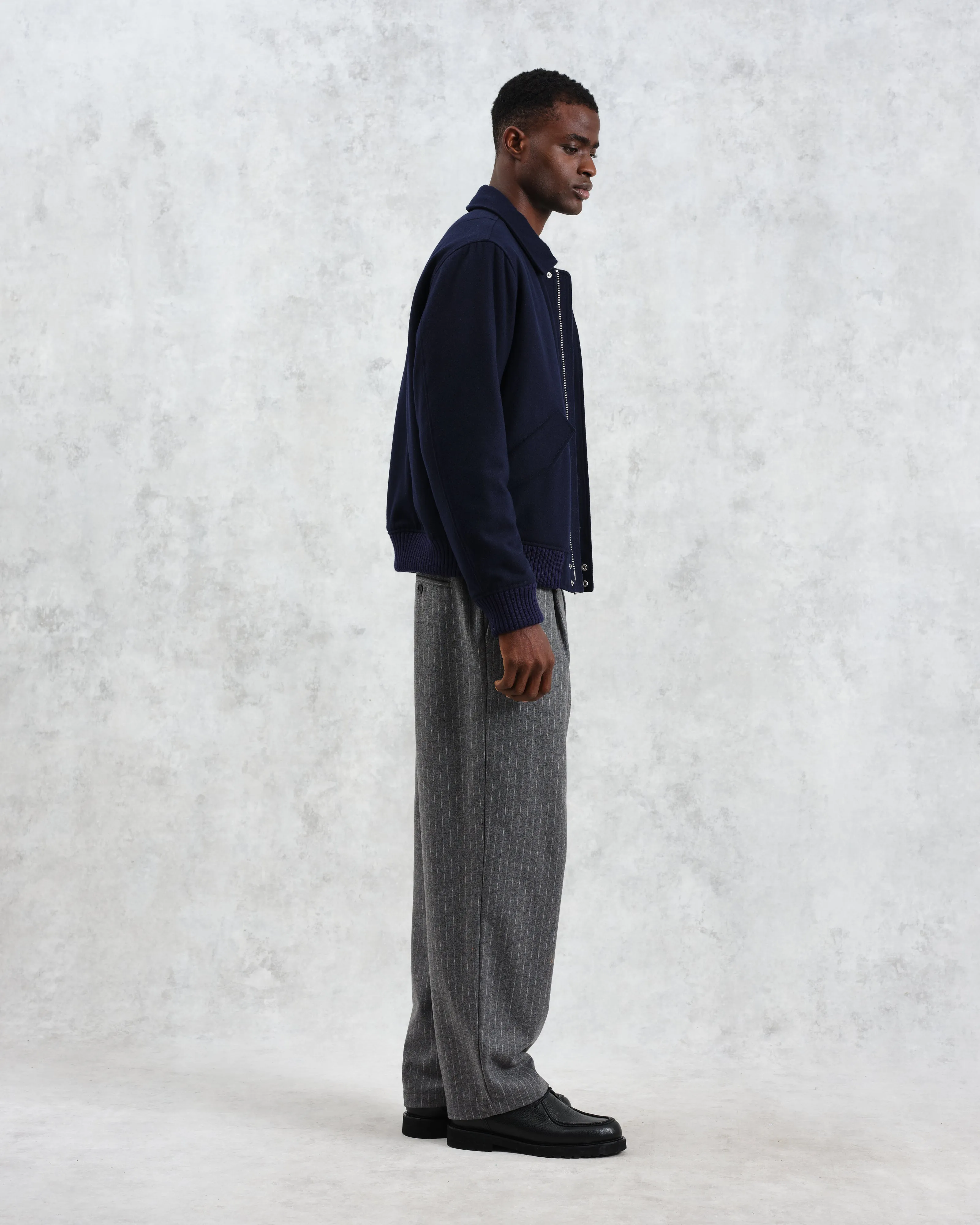 Knoll - Navy Wool Bomber Jacket