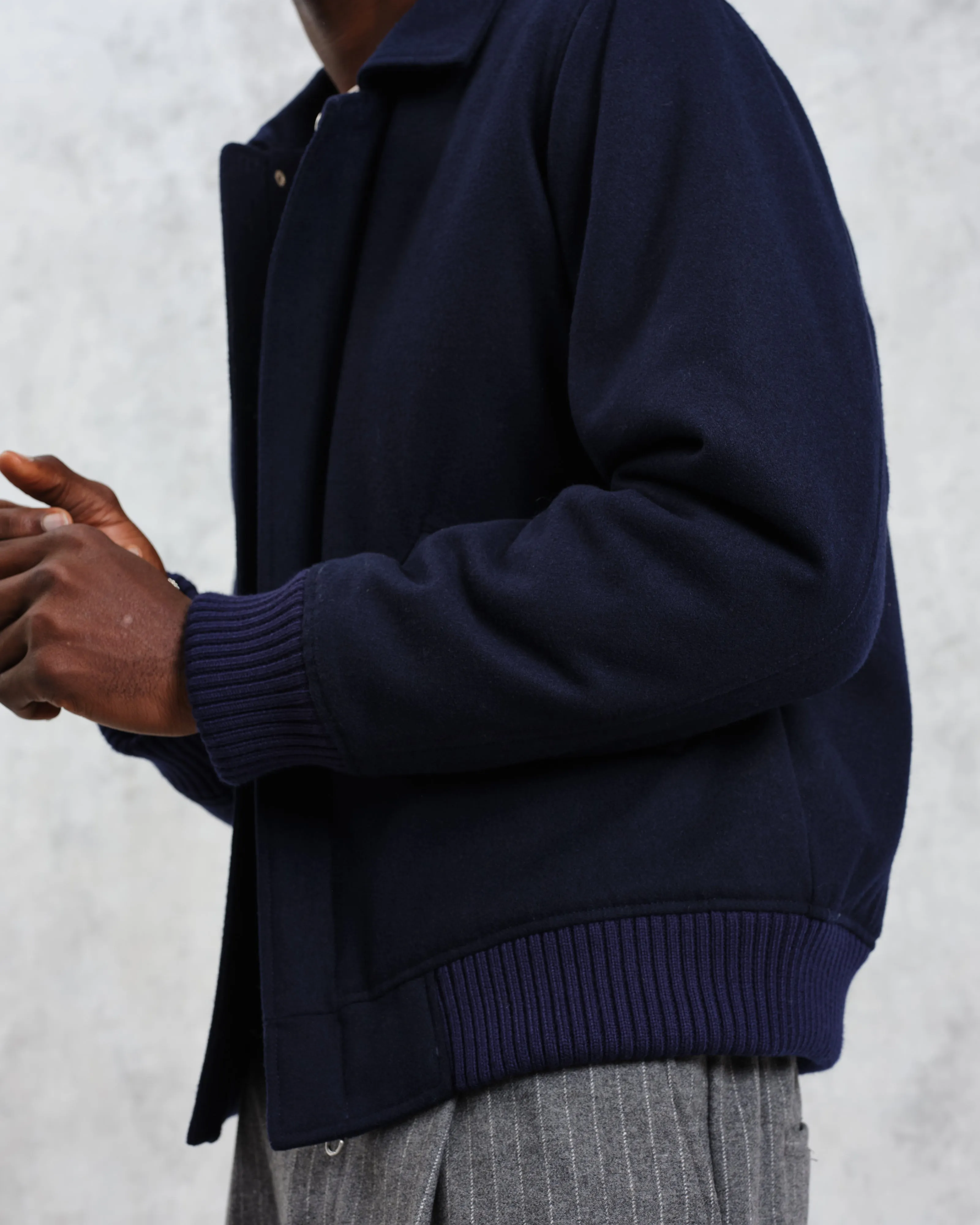 Knoll - Navy Wool Bomber Jacket