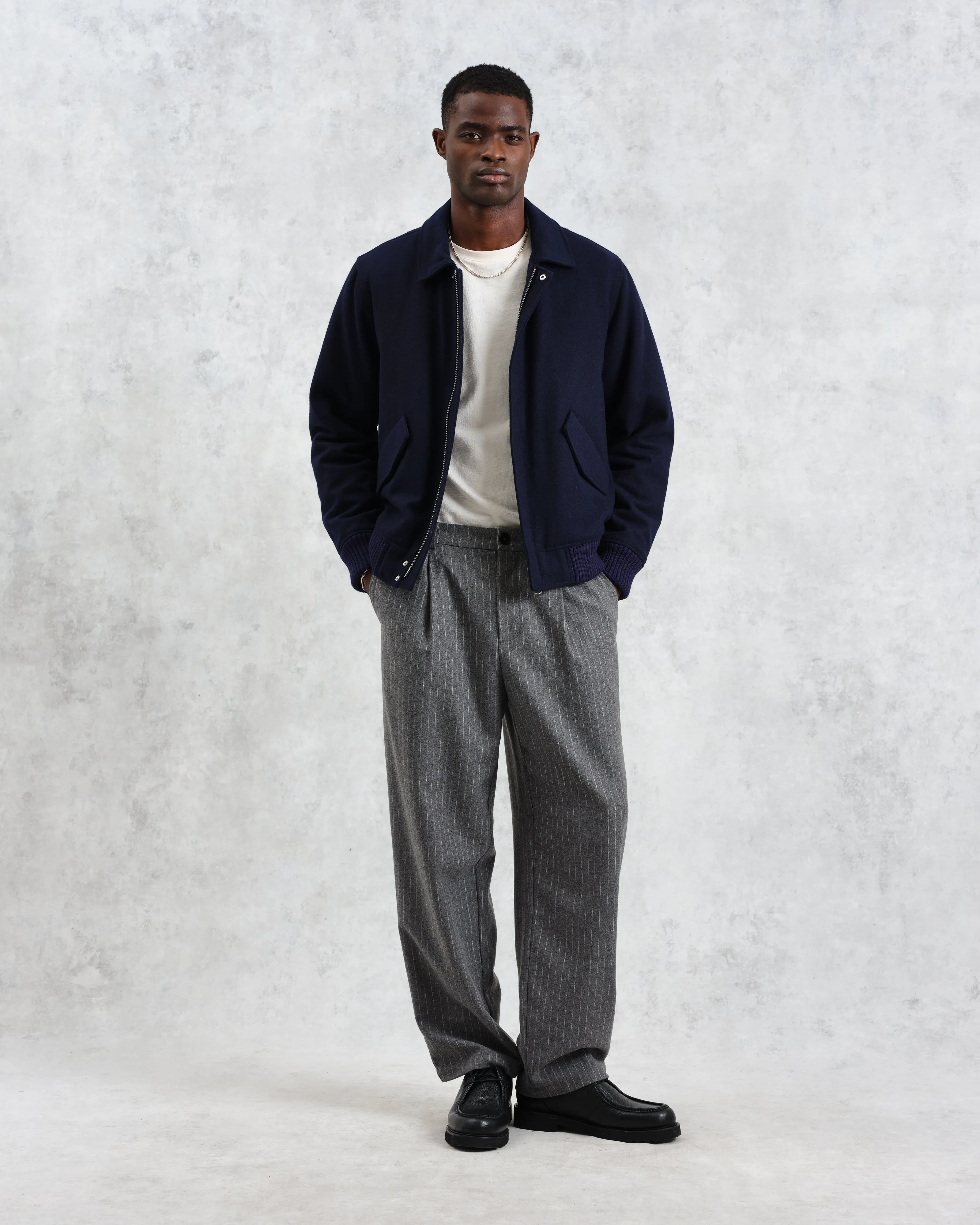 Knoll - Navy Wool Bomber Jacket