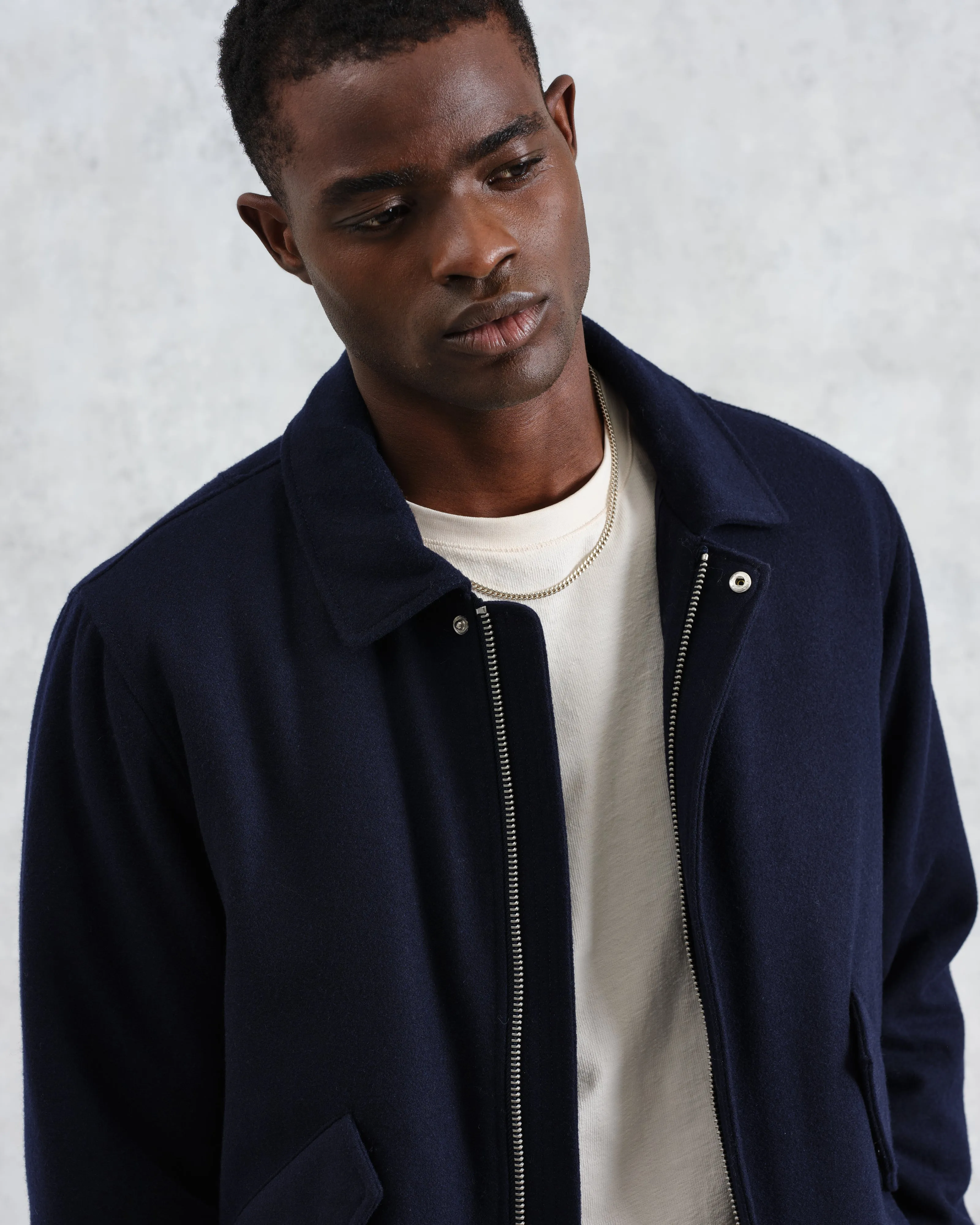 Knoll - Navy Wool Bomber Jacket