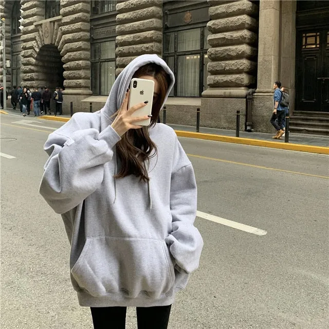 [Korean Style] Kathie Solid Color Oversized Hoodie