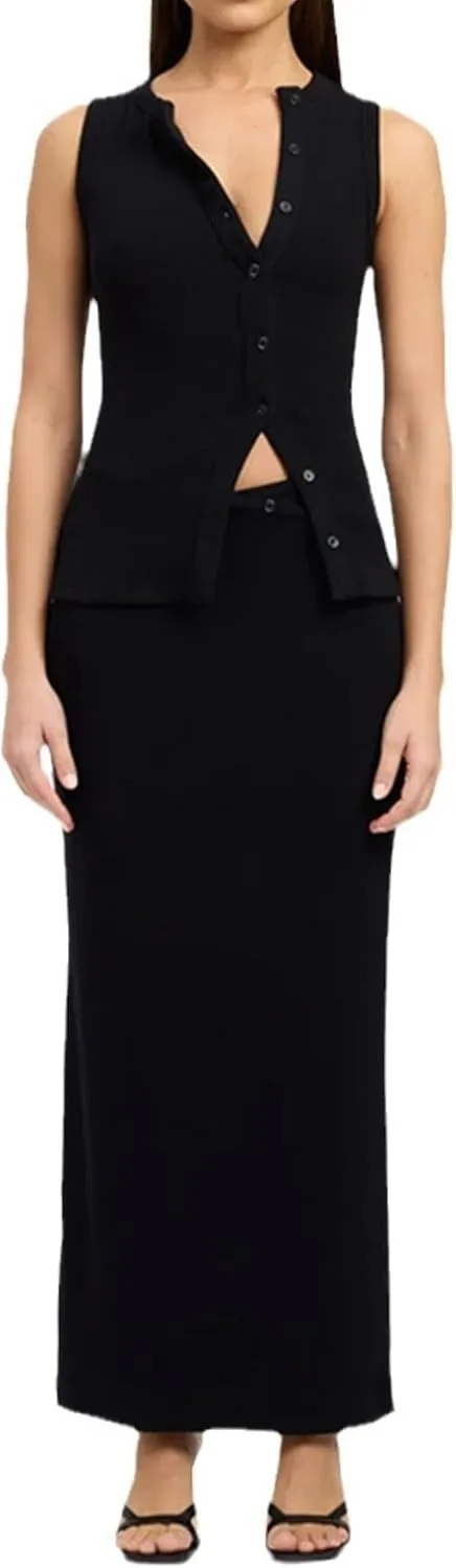 LAPRBY Sleeveless Y2k Sweater Tank Tops Maxi Skirt Set Old Money Knit Matching Sets Vest Sets Women 2 Piece Outfits
