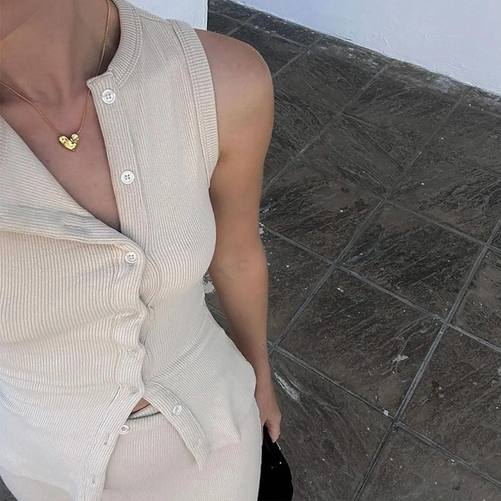 LAPRBY Sleeveless Y2k Sweater Tank Tops Maxi Skirt Set Old Money Knit Matching Sets Vest Sets Women 2 Piece Outfits