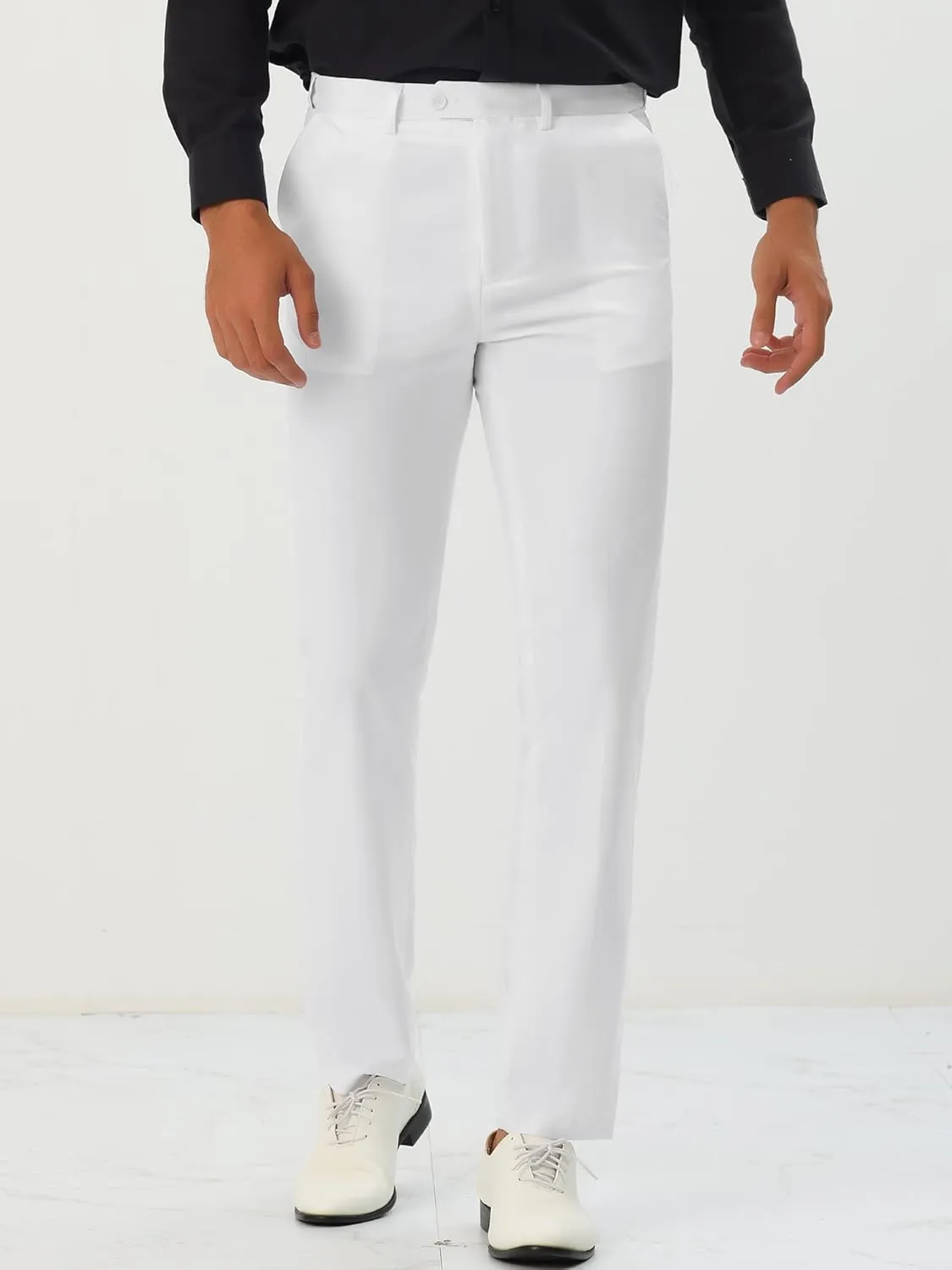 Lars Amadeus Dress Pants for Men's Slim Fit Flat Front Business Suit Chino Trousers