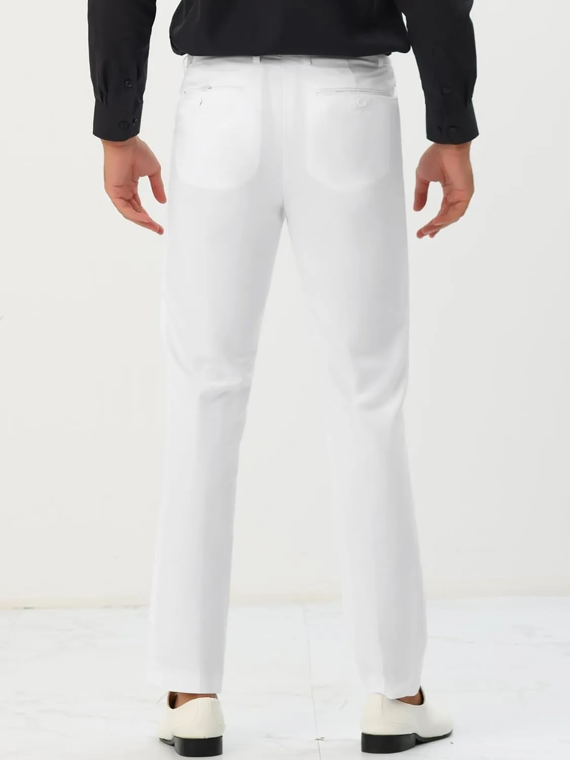 Lars Amadeus Dress Pants for Men's Slim Fit Flat Front Business Suit Chino Trousers