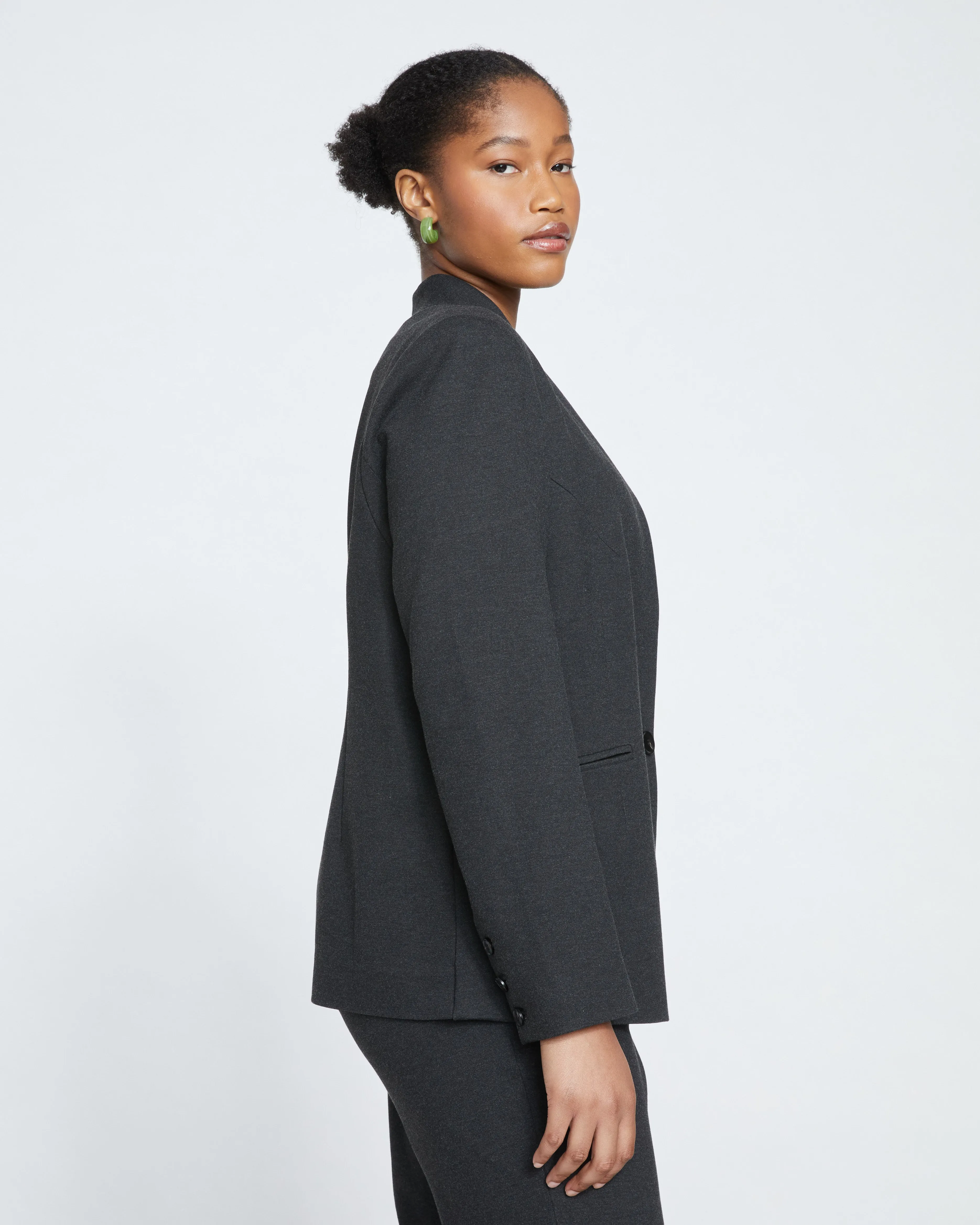 Lennox Collarless Ponte Blazer - Graphite