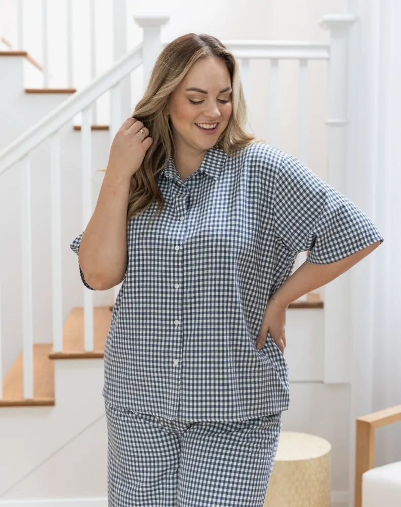 Lexie Shirt - Navy Gingham